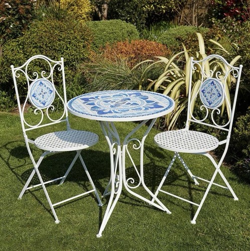 Bistro set blue white - set,