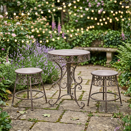 Metal garden table - garden, stool