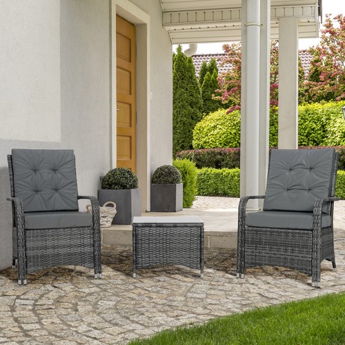 3pc rattan table chair bistro - 3pc,
