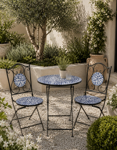 Blue mosaic garden - bistro, set