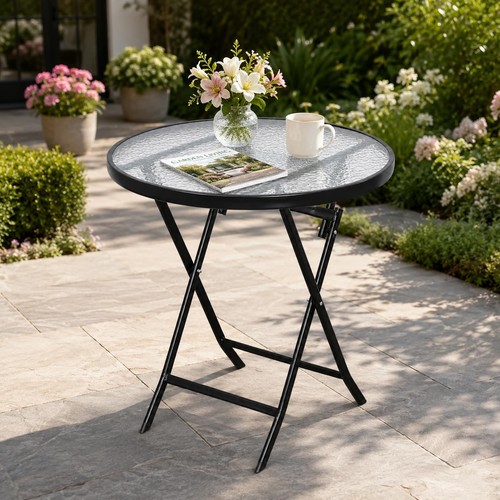 Round glass garden table - round,