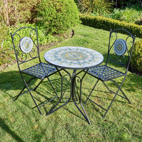Round metal bistro set garden - round,
