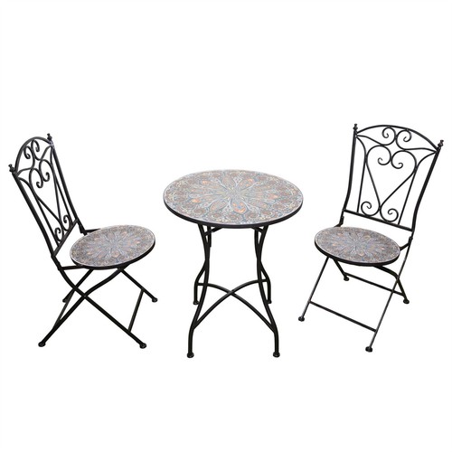 Bistro set mosaic tile folding - set,
