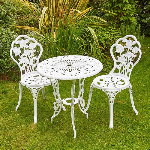 White metal bistro set piece - white,