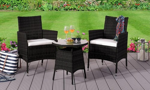 3pc rattan bistro set garden - rattan,