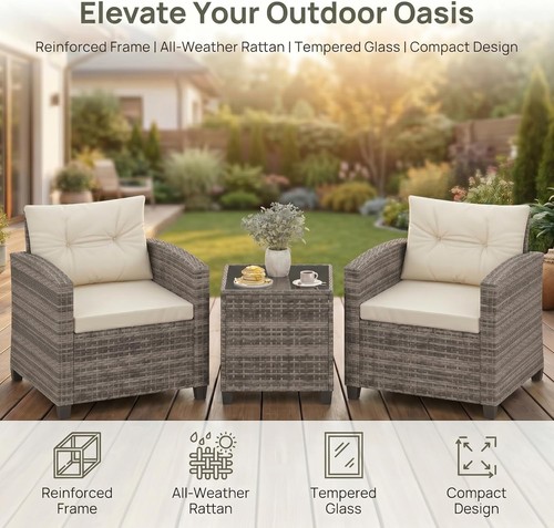 3piece rattan garden - rattan,