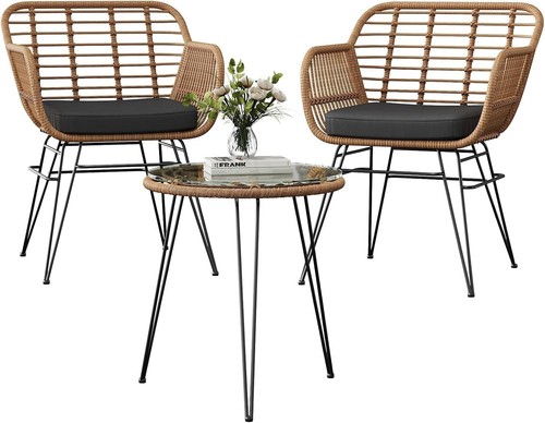 Rattan garden bistro set - rattan,